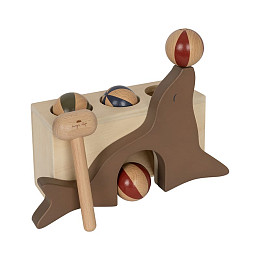 Развивающая игрушка с молотком Konges Slojd "Wooden Sea Lion", кремовый микс